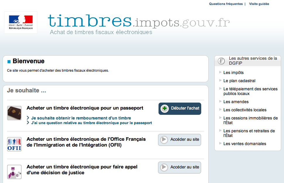 L’achat en ligne d’un timbre fiscal pour le passeport
