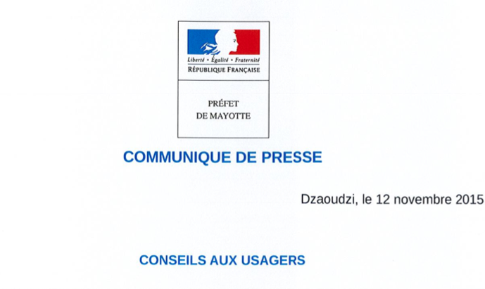 Communiqué de la Préfecture : conseils aux usagers