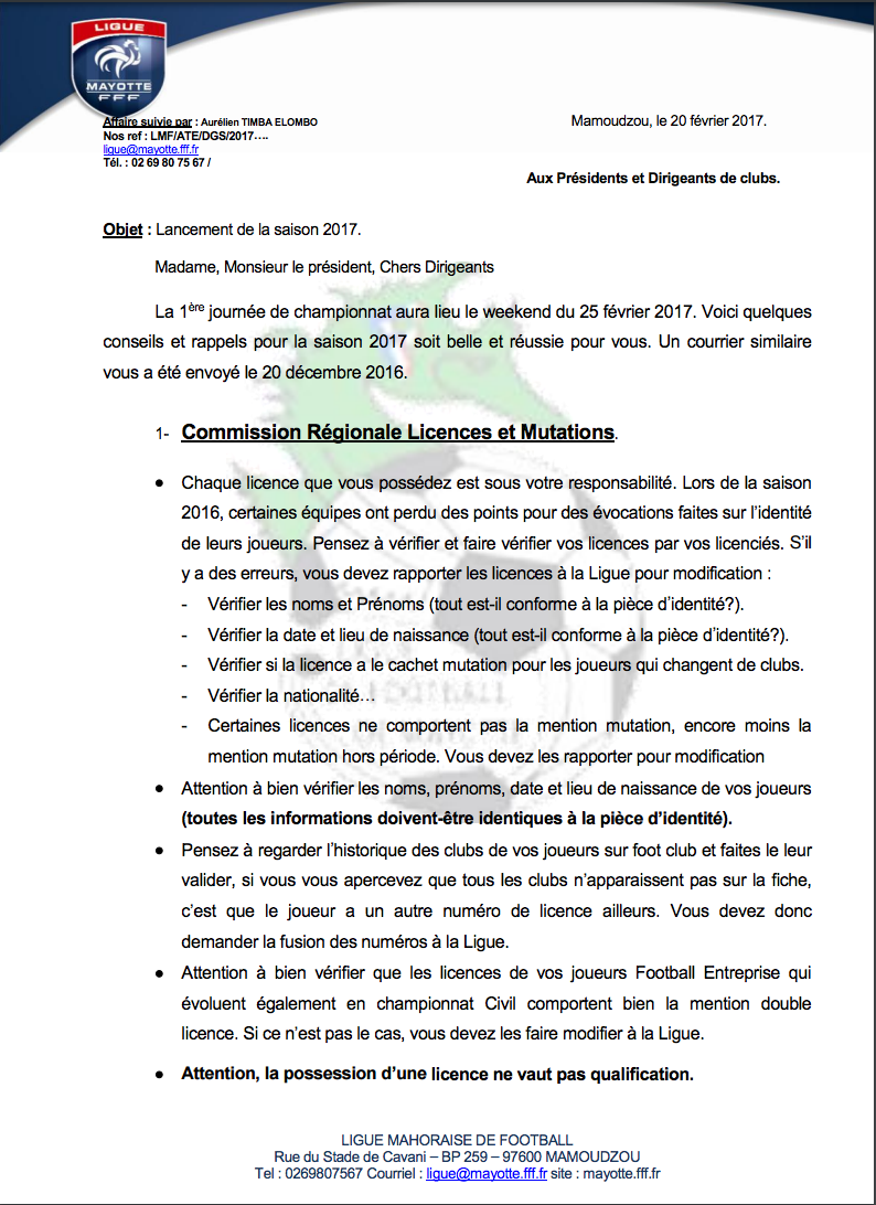 Lancement de la nouvelle saison de foot