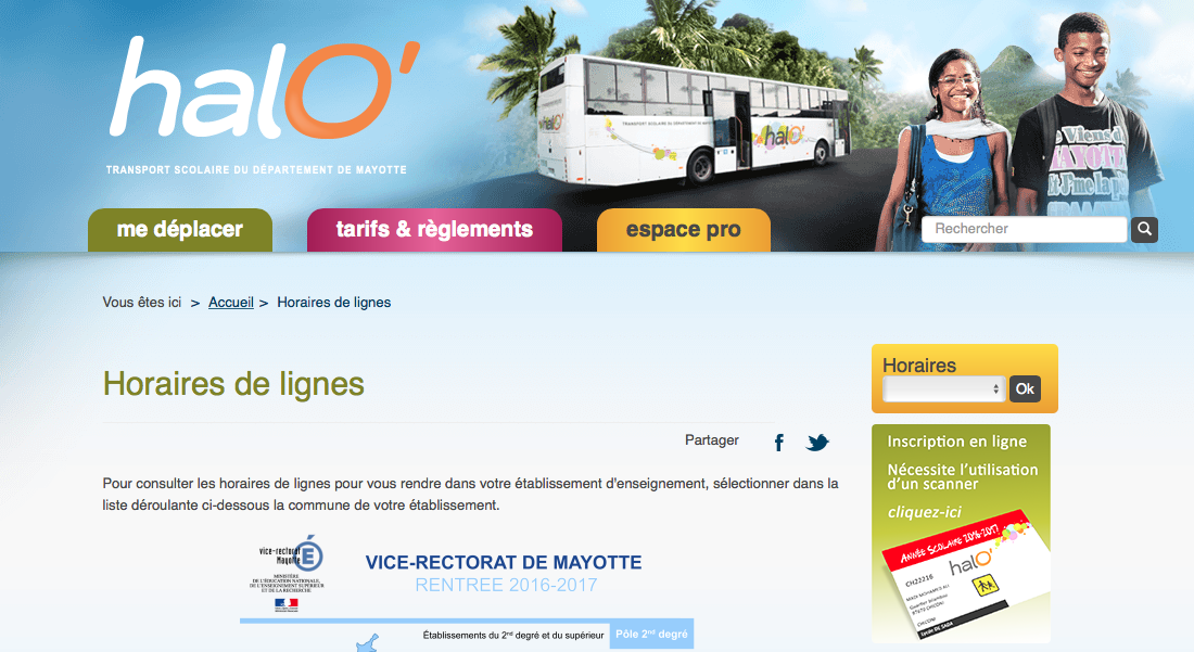 Les horaires des lignes du réseau HALO en ligne