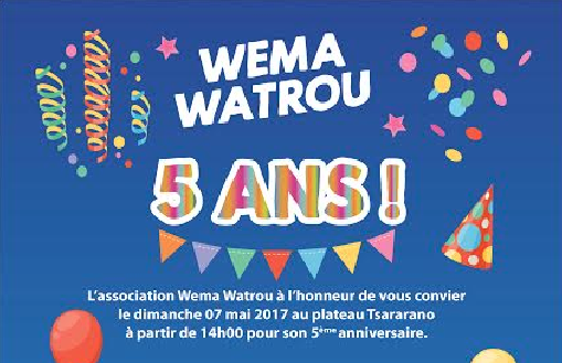 Wema Watrou fête ses 5 ans dimanche 7 mai à Tsararano