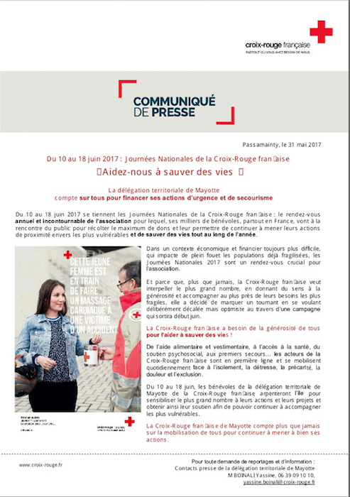 Les Journées Nationales de La Croix-Rouge française, c’est aussi à Mayotte!