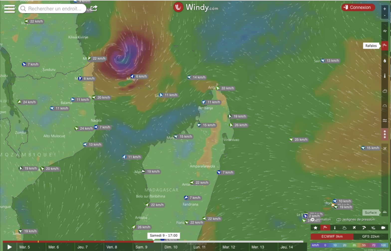 Une tempête tropicale en gestation dans le nord ouest du canal du Mozambique