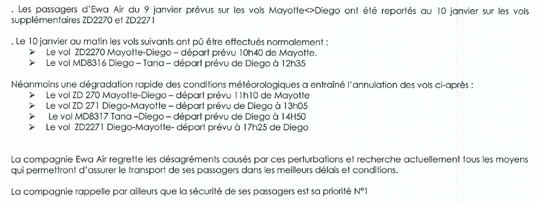 Ewa Air : des passagers en attente de vol à Diego-Suarez en raison des conditions météorologiques