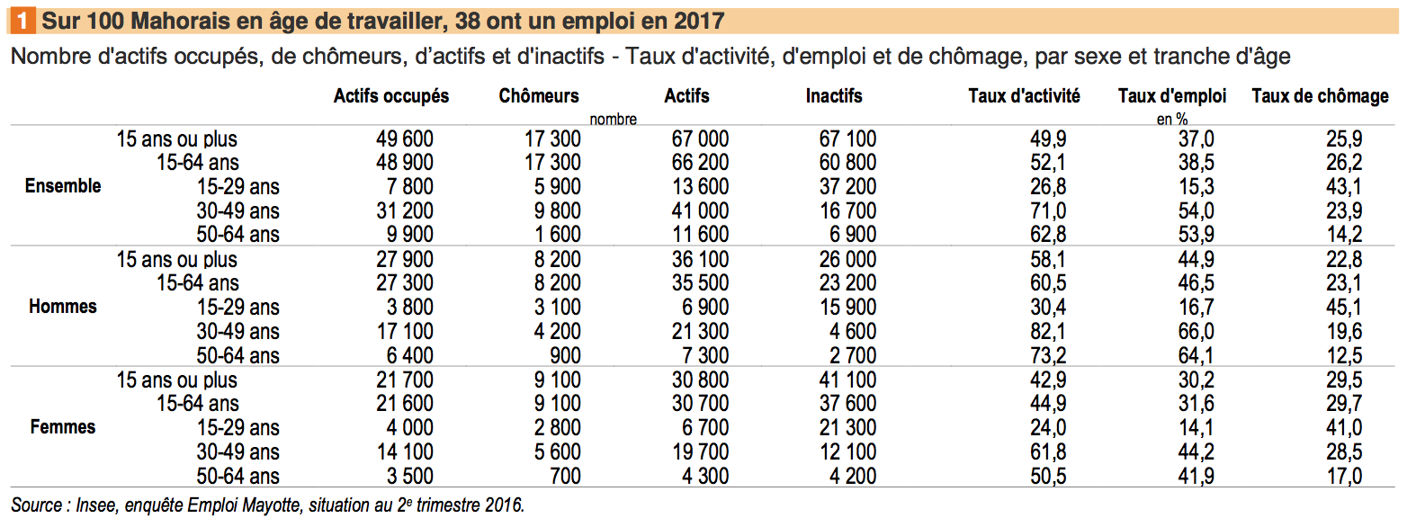 “Sur 100 mahorais en âge de travailler, 38 ont un emploi en 2017”