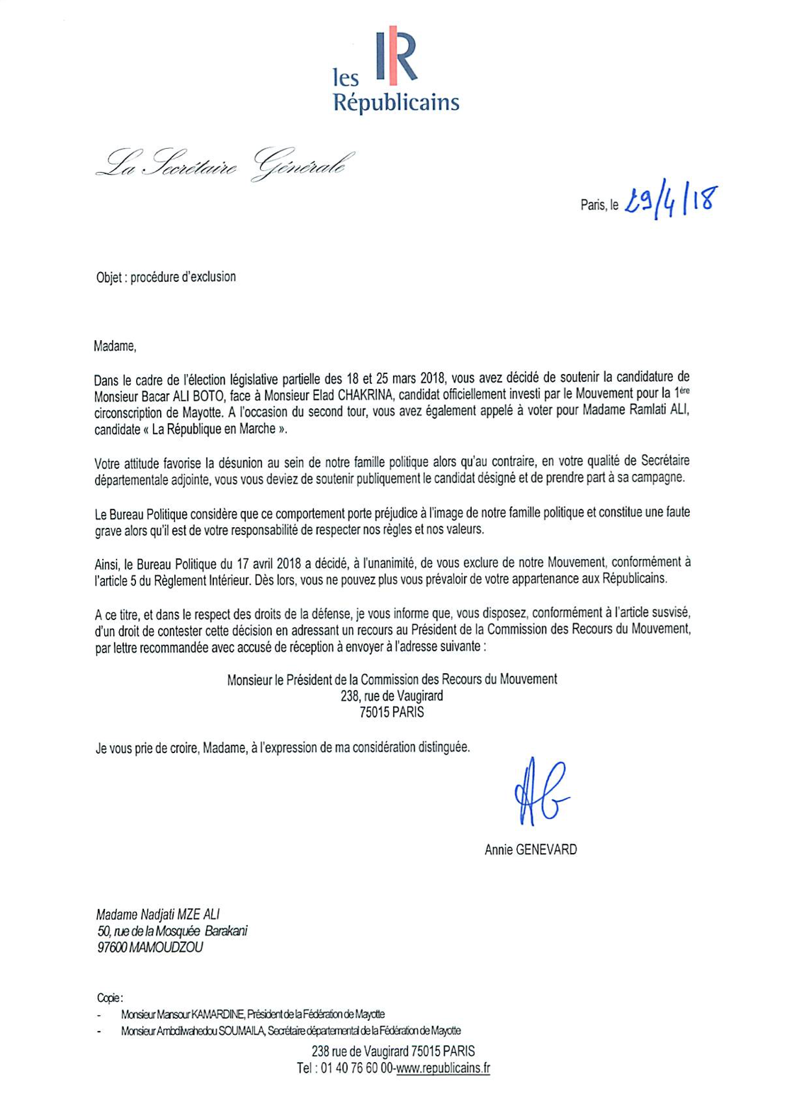 L’ancien sénateur Abdourahamane Soilihi et Nadjati Mzé Ali exclus du parti Les Républicains