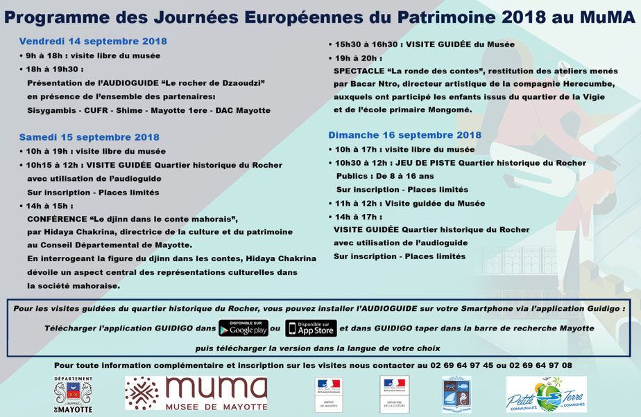 Journées européennes du patrimoine les 14, 15 et 16 septembre 2018 au Musée de Mayotte