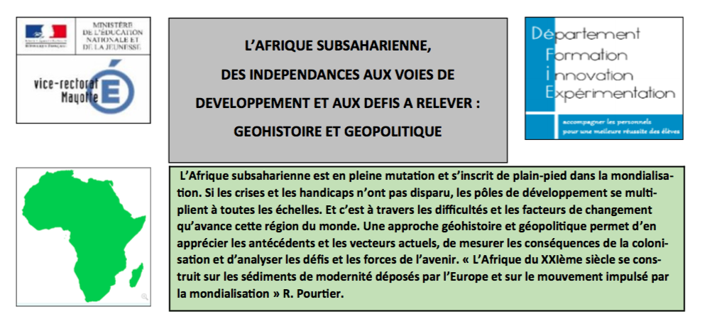 Séminaire “L’Afrique Subsaharienne, des indépendances aux voies de développement et aux défis à relever”