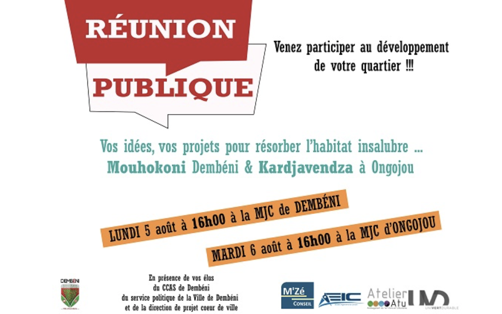 Etudes pré-opérationnelles de RHI : deux réunions publiques dans la commune de Dembeni
