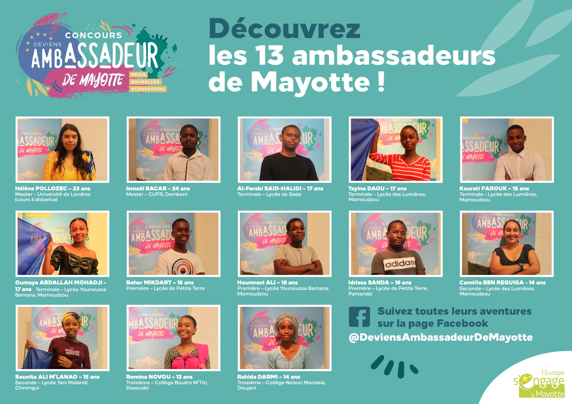 13 jeunes mahorais lauréats du concours “Ambassadeurs de Mayotte”