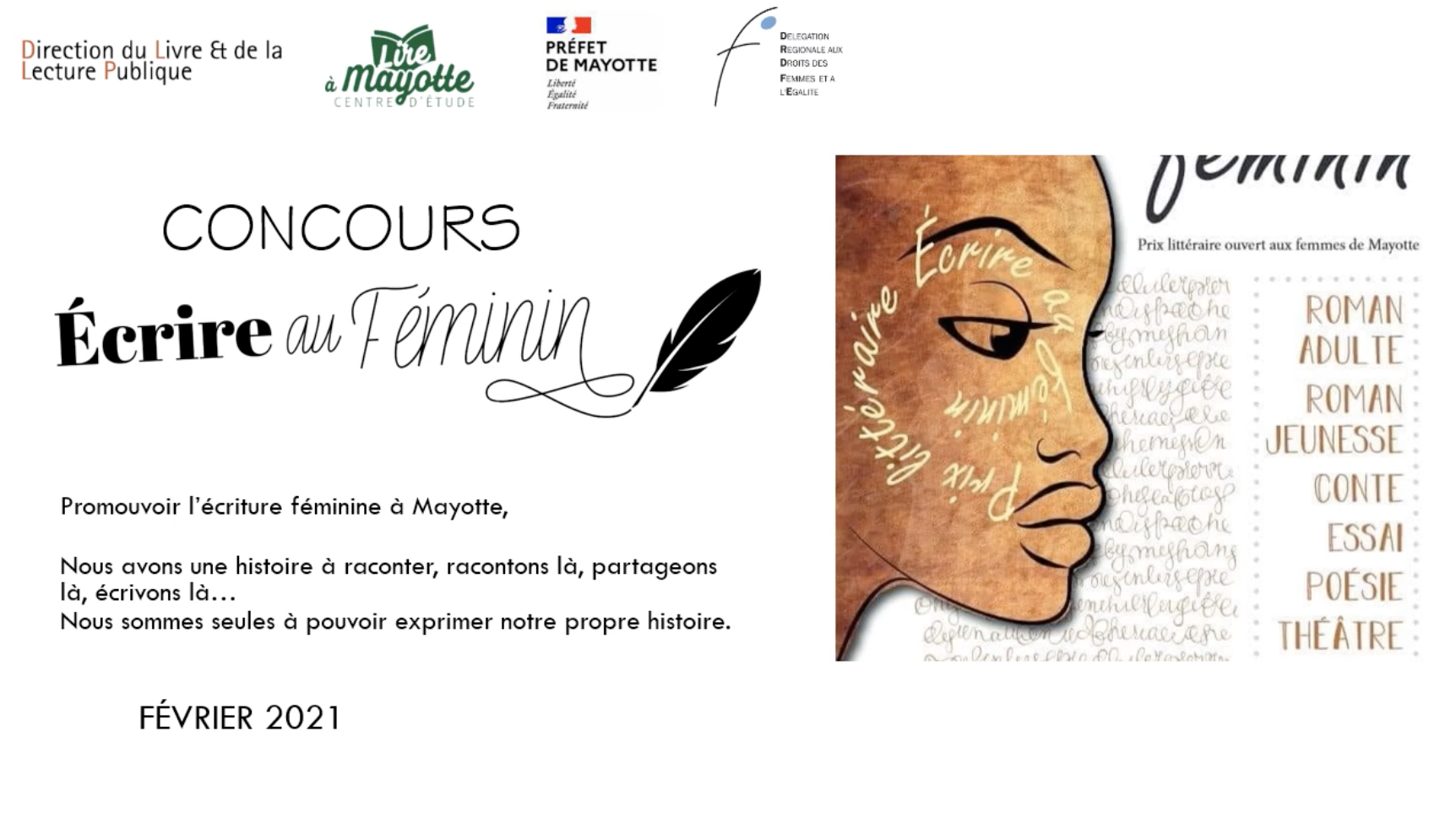 Lancement de la 2ème édition du Concours littéraire “Écrire au féminin” à Mayotte