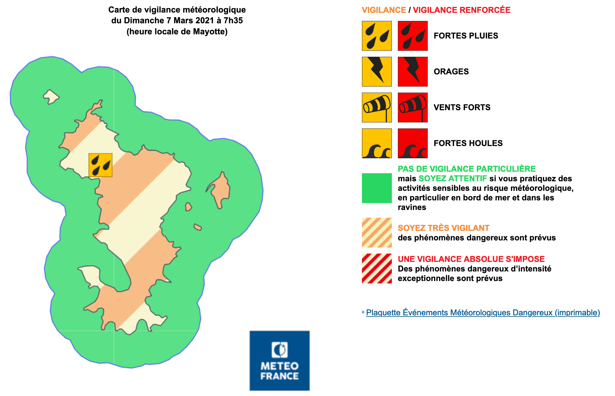 Une vigilance forte pluie à Mayotte ce matin