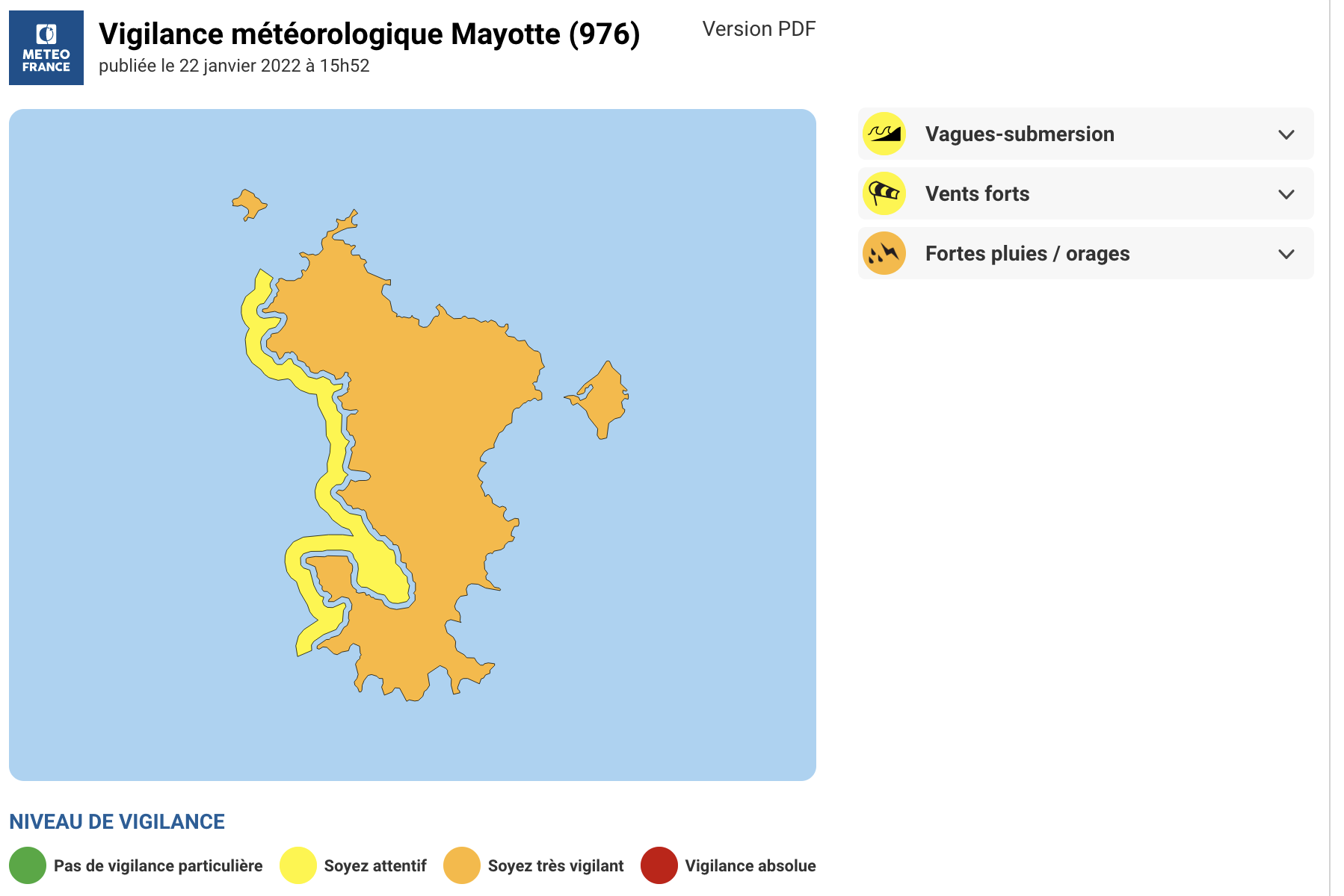Météo France élève le niveau de vigilance de JAUNE à ORANGE à partir de ce samedi 22 janvier au soir