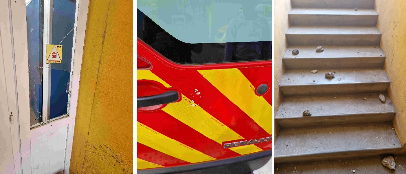 Caillassage de la caserne des pompiers de Kaweni