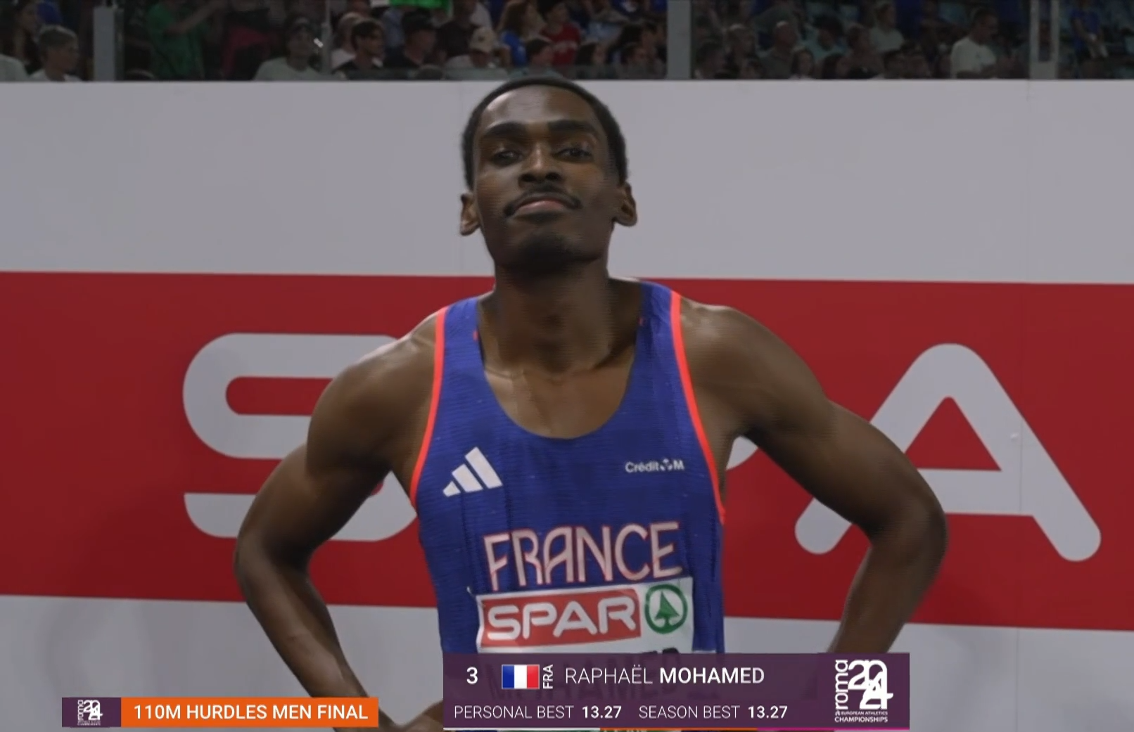 Raphaël Mohamed termine au pied du podium du 110m haies des championnats d’Europe