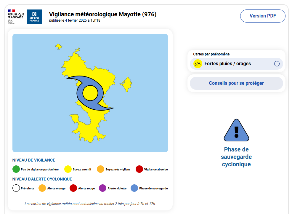 Mayotte passe en vigilance jaune