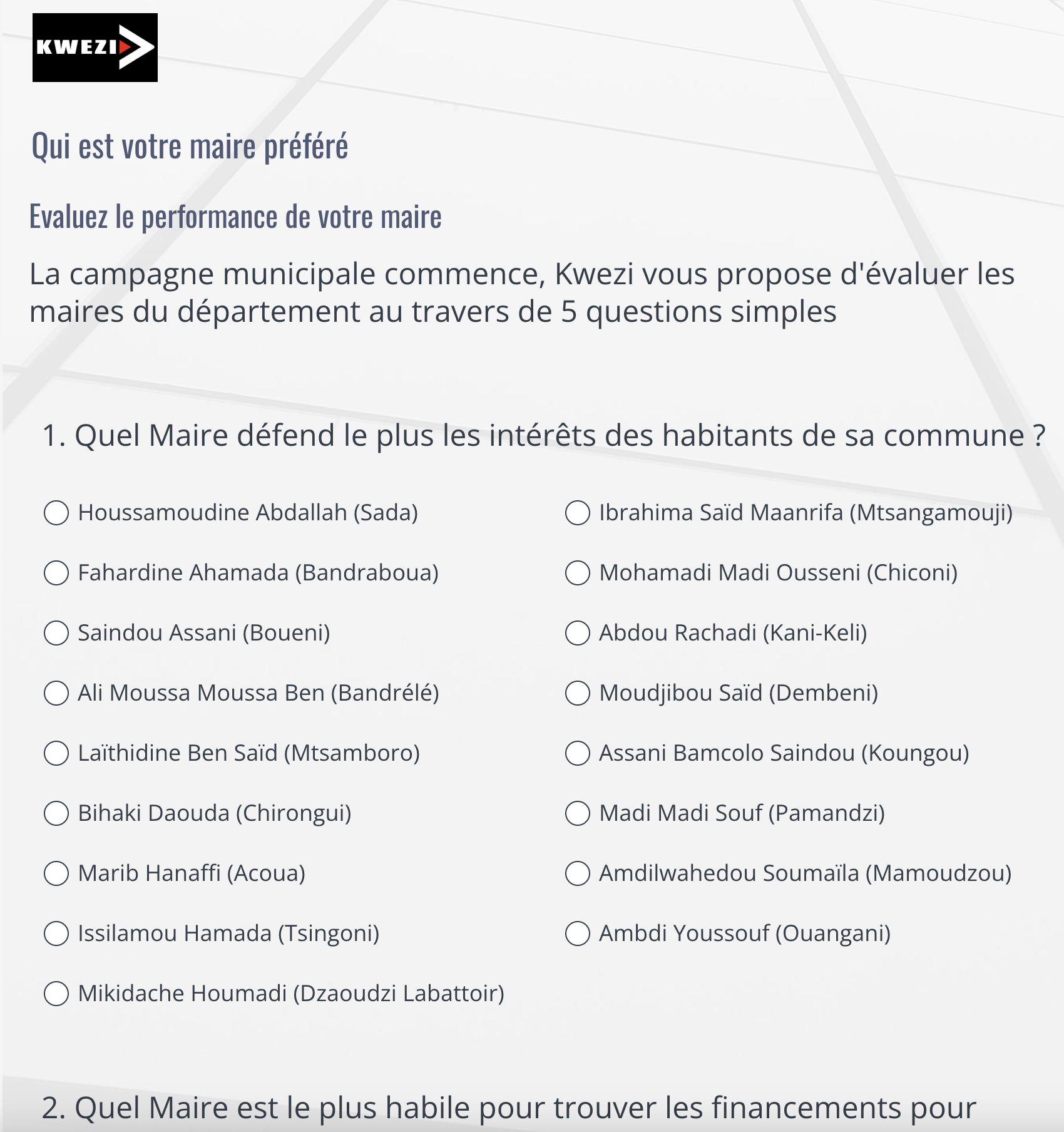 Sondage exclusif : qui est le meilleur maire de Mayotte ?