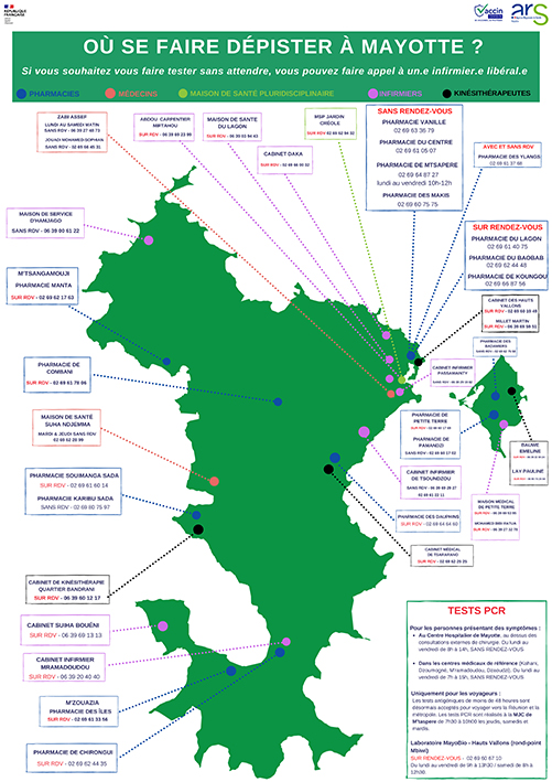 Carte des centres de dépistage