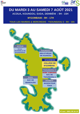 Nouvelle carte des centres de vaccination contre la covid du mardi 3 au samedi 7 août