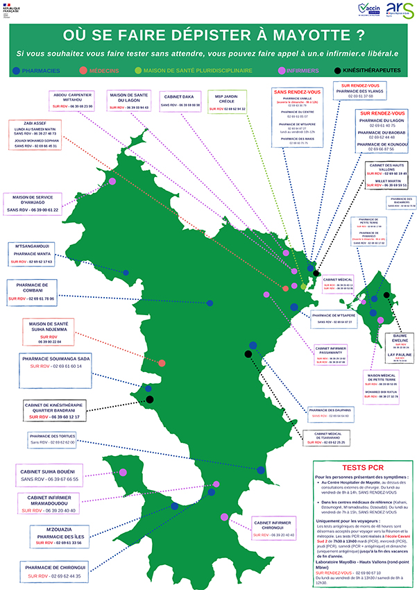 Nouvelle carte des centres de dépistage