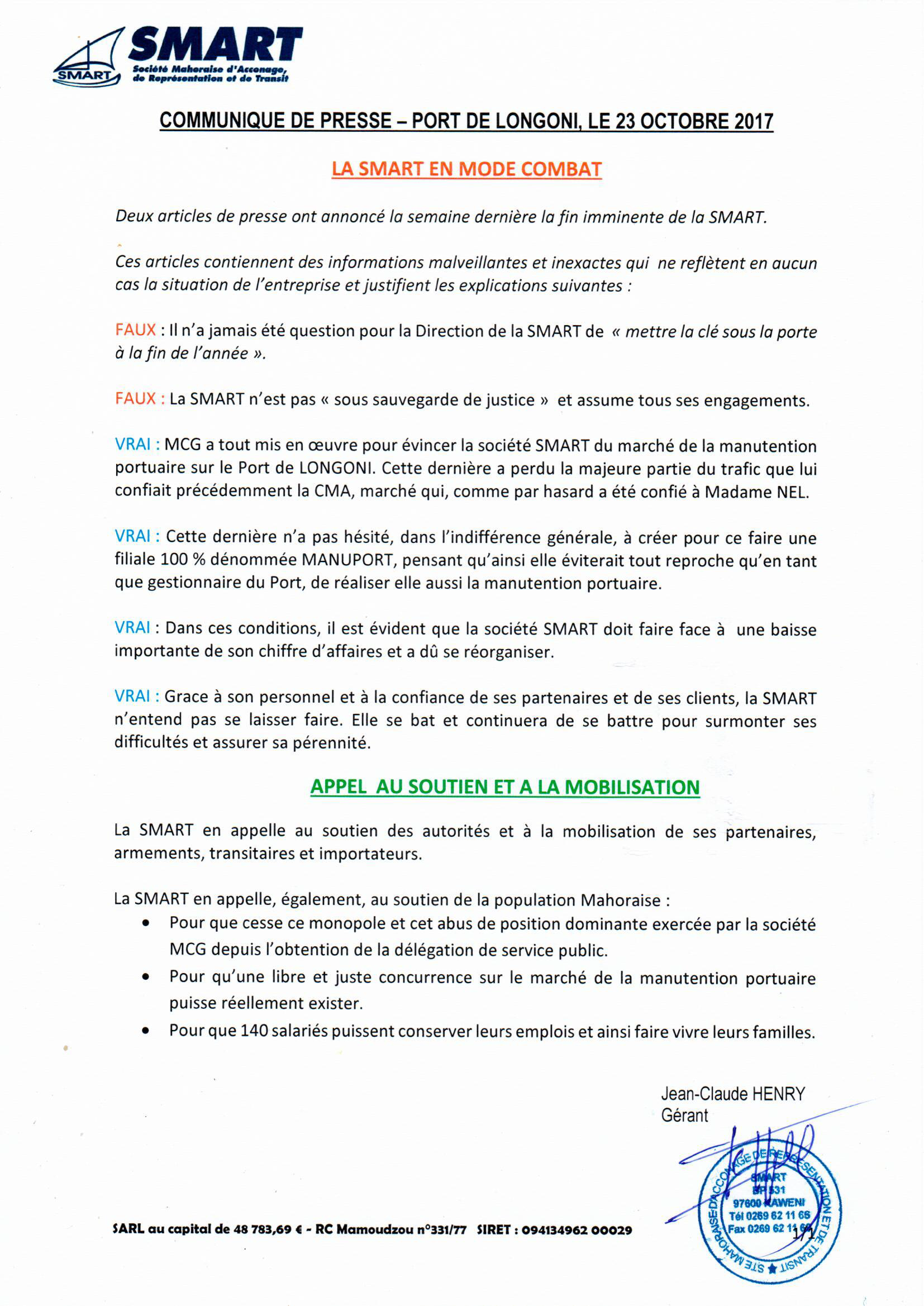 Le gérant de la SMART dément une mise “sous sauvegarde de justice” de la société