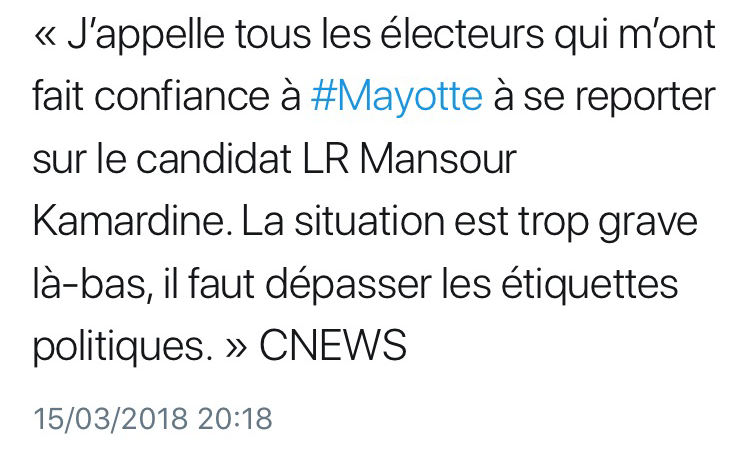 Pour les élections législatives à Mayotte, Marine Le Pen appelle à voter… Mansour Kamardine