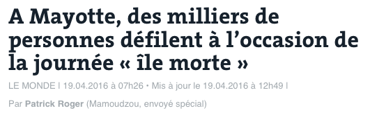 Le Monde parle de Mayotte
