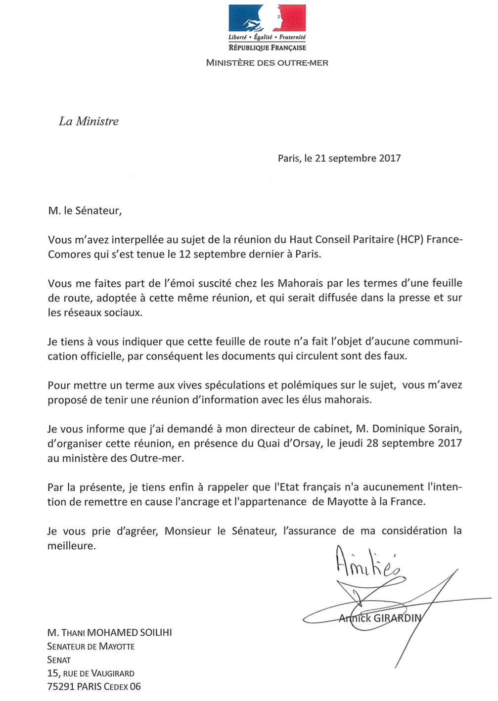 Annick Girardin réagit face à l’émoi suscité par la feuille de route