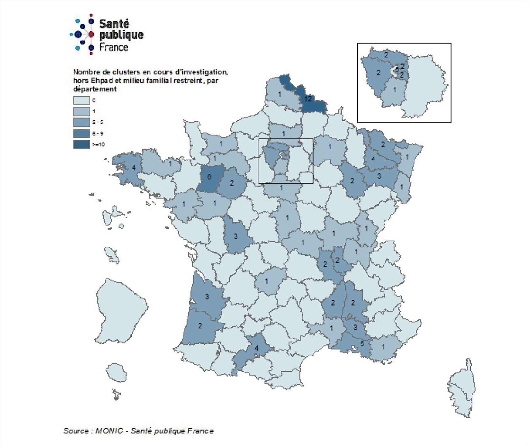 Il y a entre 400 et 500 clusters actifs en France dont Mayotte
