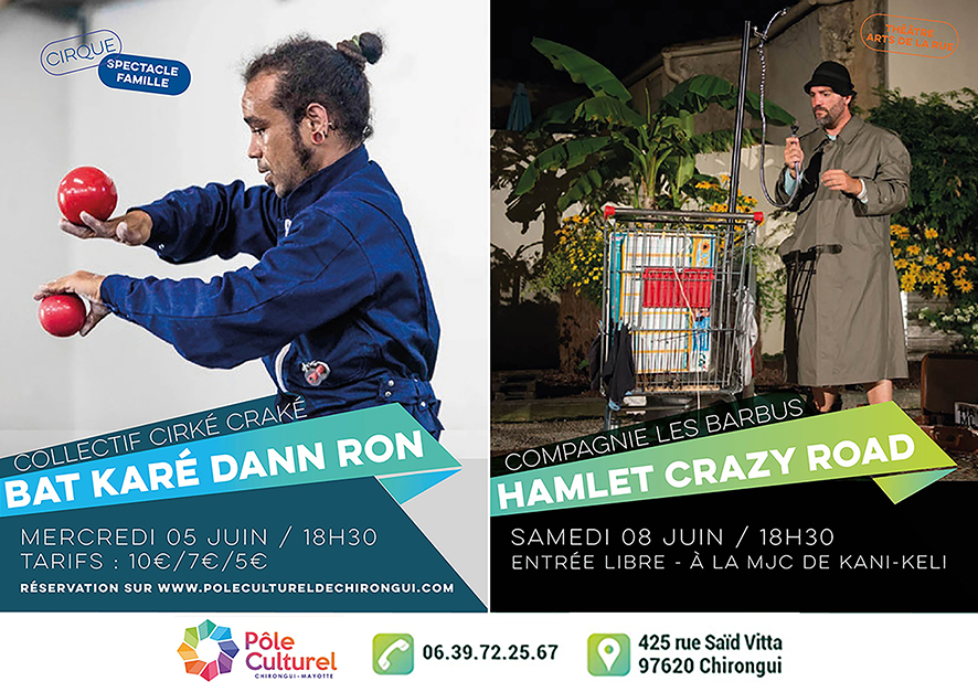 Du cirque et du théâtre d’art de rue en représentation avec le Pôle Culturel de Chirongui