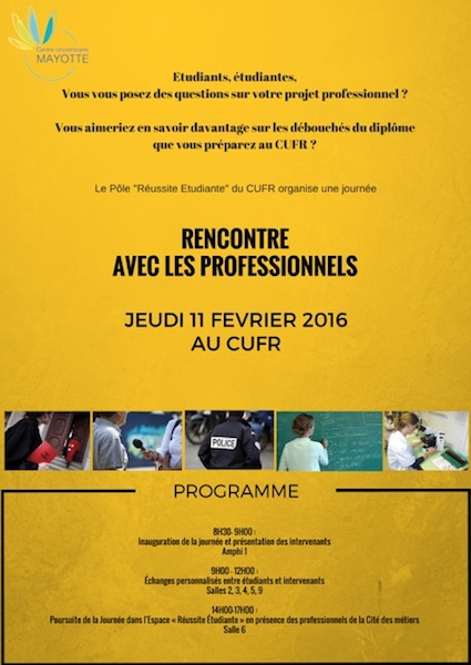 Journée “rencontre avec les professionnels” au Centre Universitaire de Dembéni