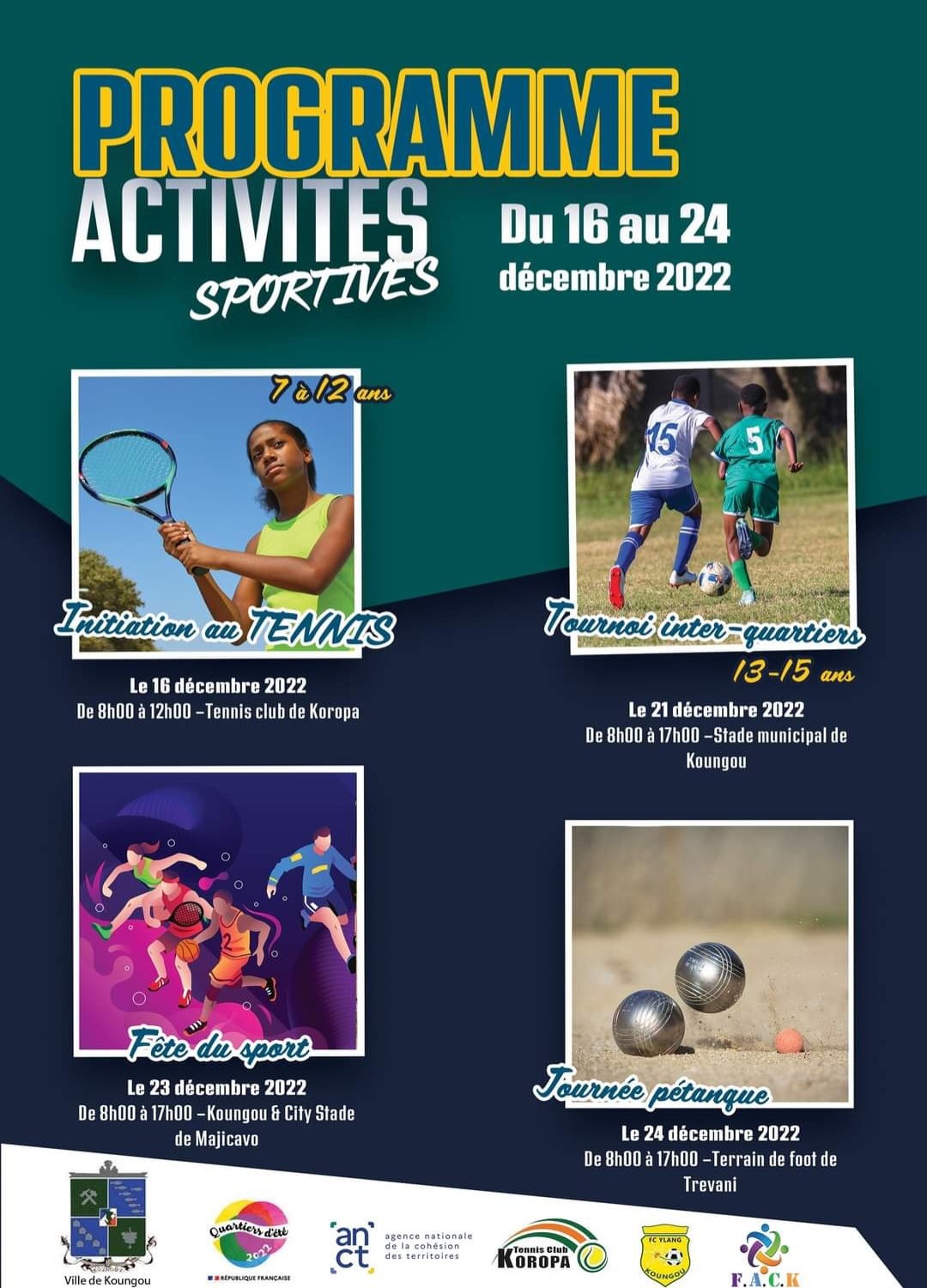 La commune de Koungou propose diverses activités sportives aux parents et à leurs enfants tout au long des vacances de fin d’année