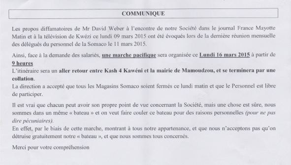 La direction de Somaco organise une manifestation