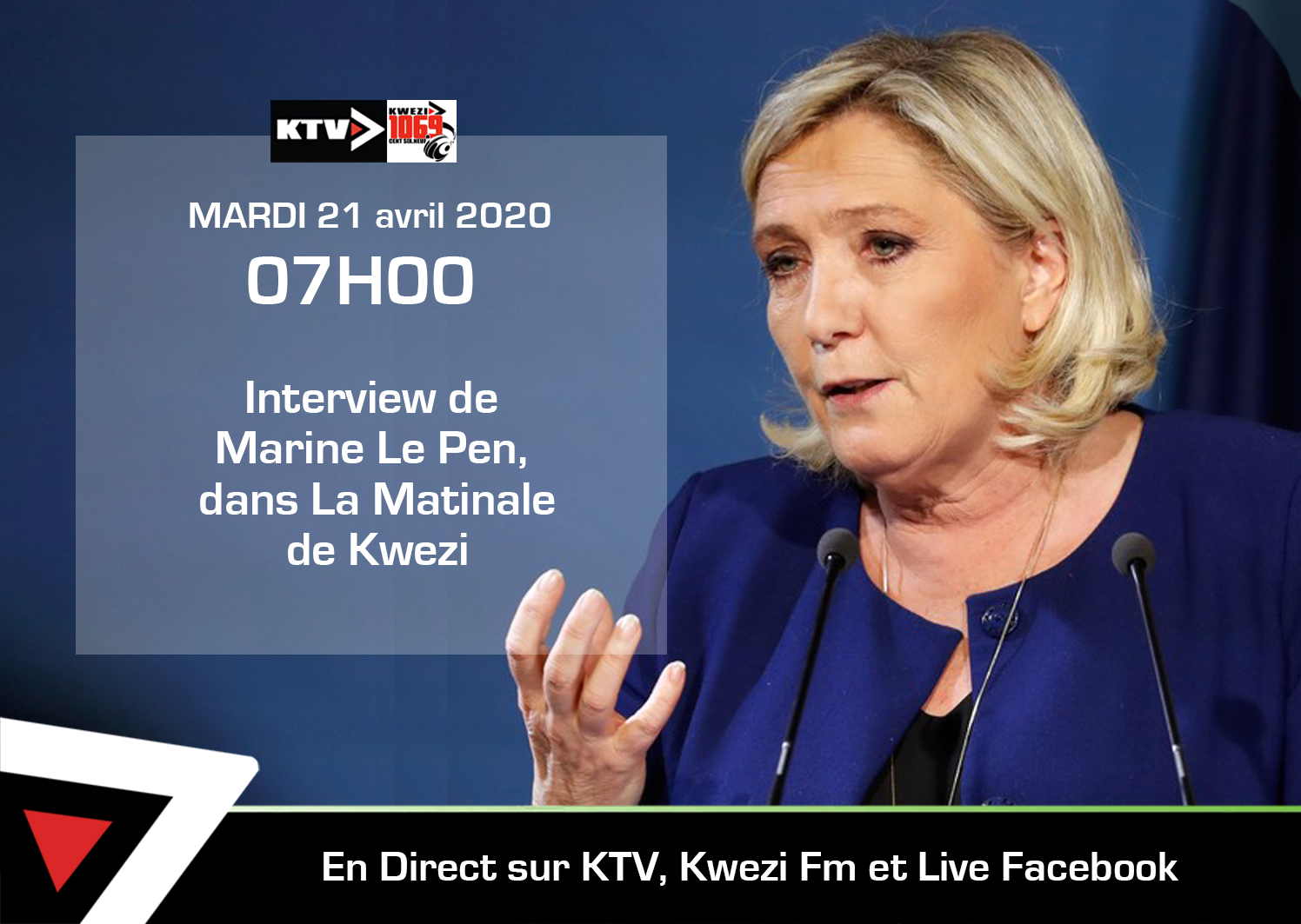 Marine Le Pen, demain dans La Matinale de Kwezi