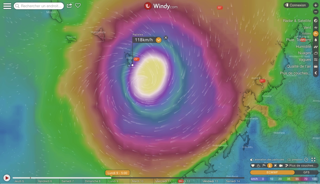 Dépression tropicale Belna : Le préfet active la phase de « Pré-alerte Cyclonique » à compter de ce jour, jeudi 5 décembre 2019 à 18h.
