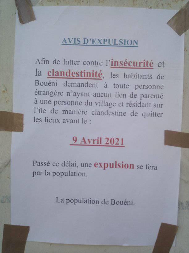 Les habitants de Boueni disent stop à la présence des clandestins