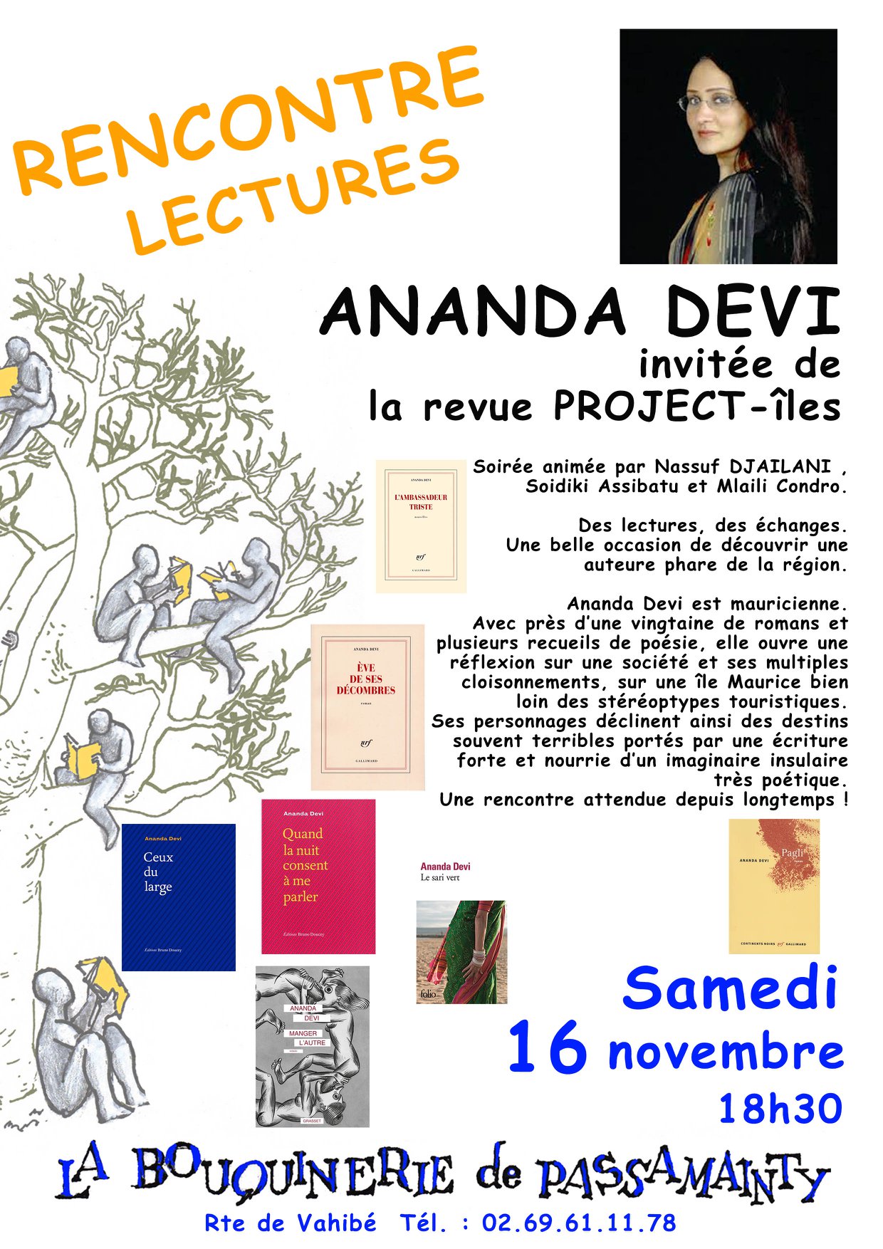 Ananda DEVI, auteure mauricienne renommée, sera à la Bouquinerie de Passamainty