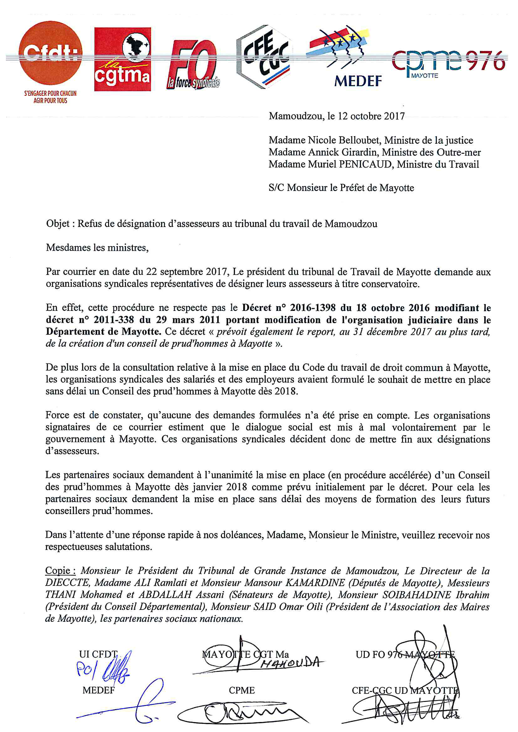 Au 1er janvier 2018 le Tribunal du Travail sera paralysé