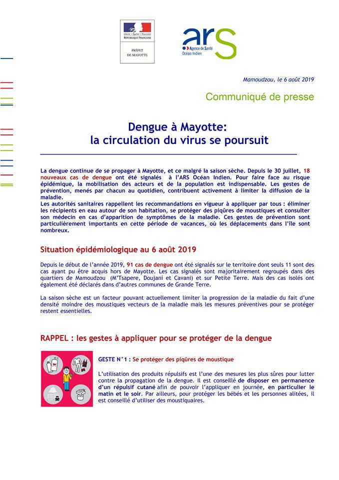 18 nouveaux cas de dengue depuis le 30 juillet