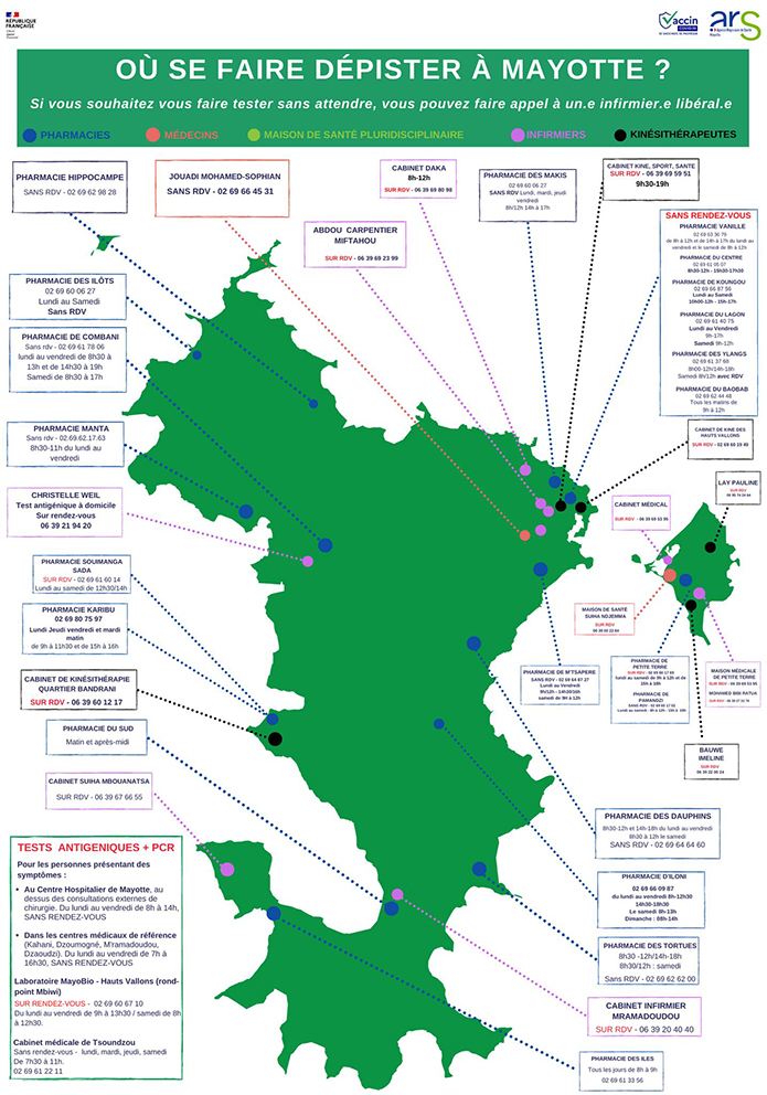 Nouvelle carte des centres de dépistage