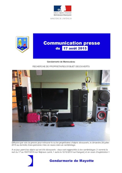 Gendarmerie : Recherche de propriétaires d’objets découverts