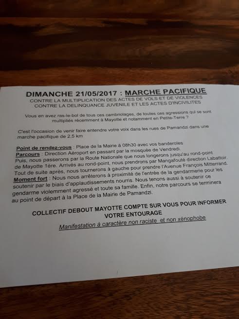 Les citoyens de Petite Terre en manifestation pacifique ce matin