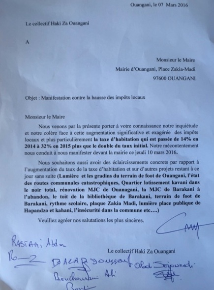 Manifestation prévue à Ouangani contre la hausse des impôts locaux