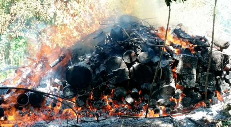 Destruction de puits de charbon