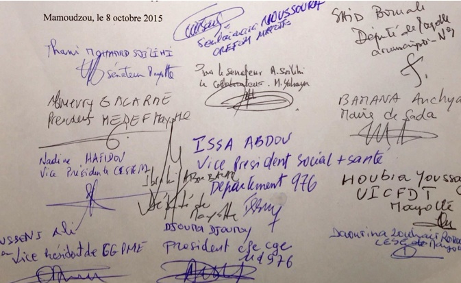 Signature à l’unanimité de l’Appel de Mayotte pour l’égalité réelle