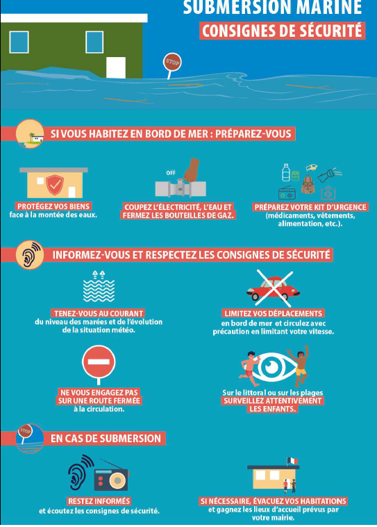 Grandes marées : Poursuite de la mobilisation des acteurs et consignes de sécurité