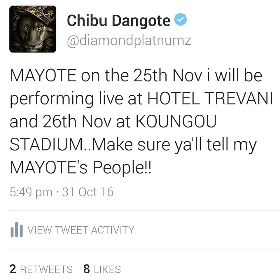 L’artiste Diamond Platnumz à Mayotte !