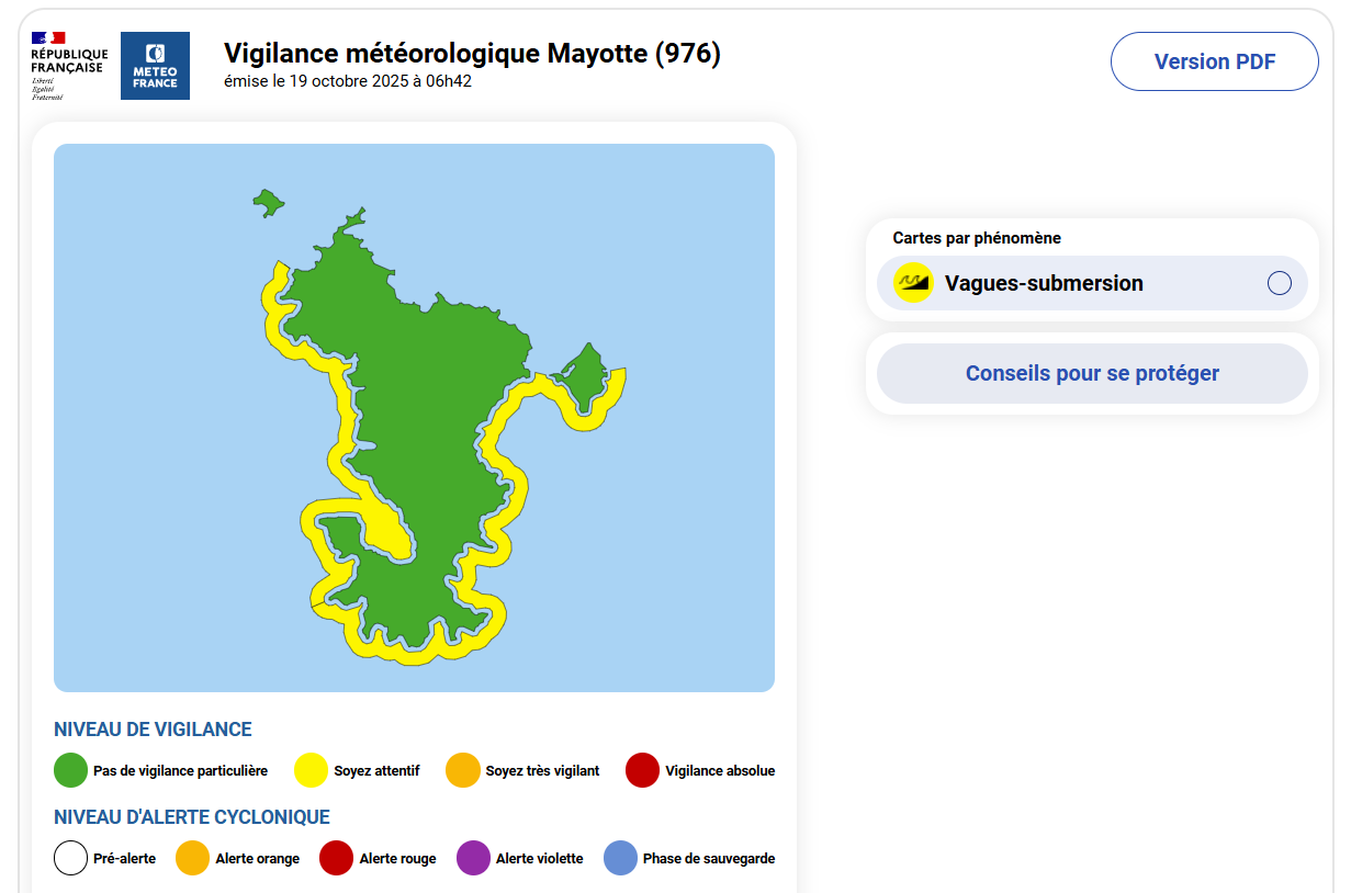 Mayotte placée en vigilance jaune Vagues-submersion
