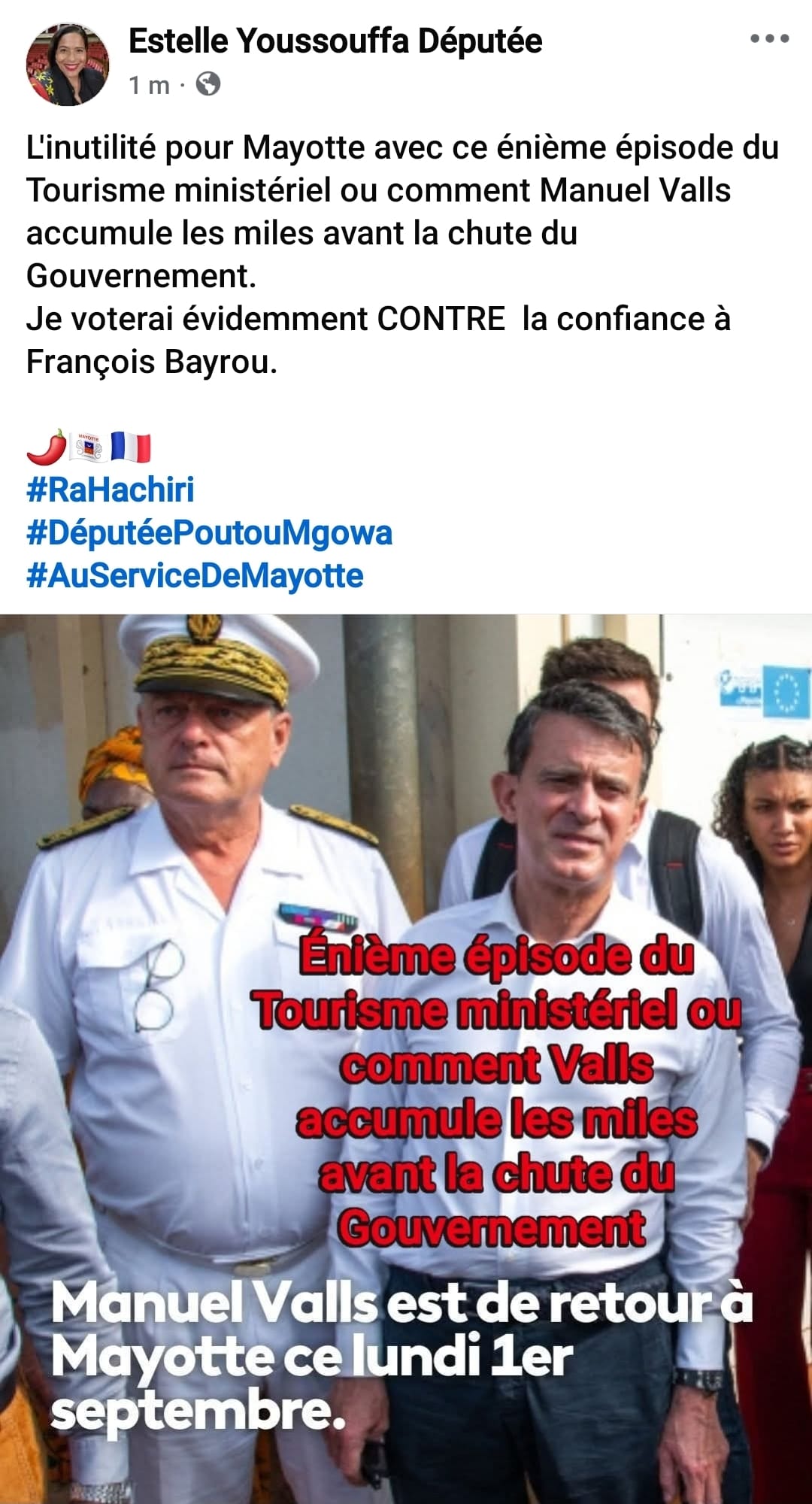 Estelle Youssouffa dénonce le « tourisme ministériel »