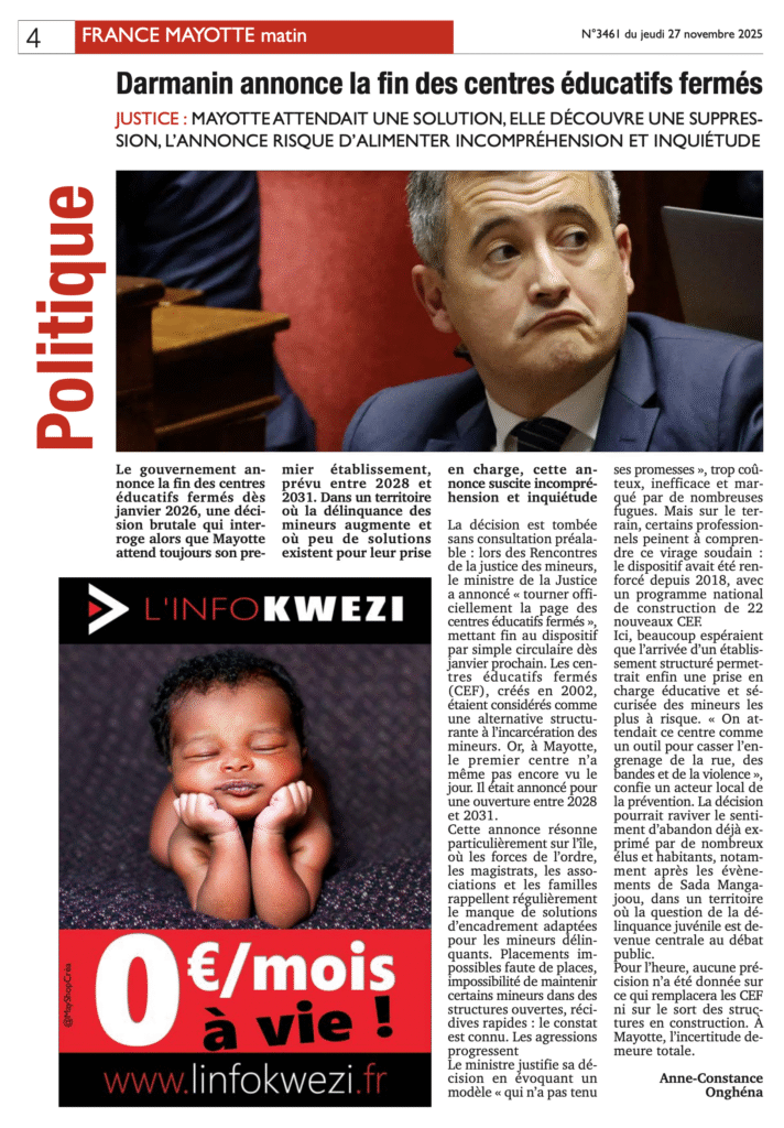 Votre France Mayotte Matin vient de paraître 1 Capture decran 2025 11 27 a 03.42.58
